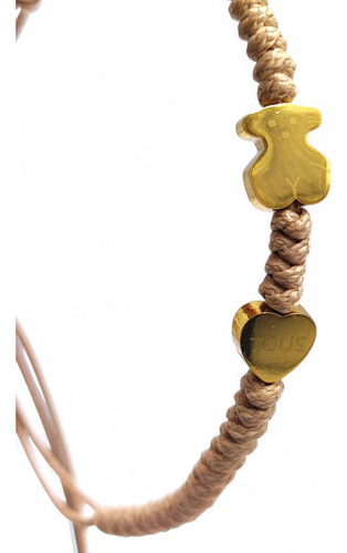 Pulsera Ajustable Con Dije De Oso Y Corazón Dorado Acero