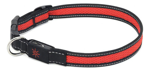 Collar Para Perro Led Y Reflejante (recargable Usb) Tamaño Del Collar S (35 - 40 Cm) Nombre Del Diseño Night Walks Color Rojo