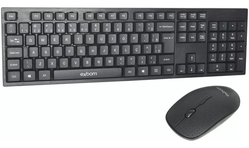 Kit Teclado Com Mouse Sem Fio 2.4g - Bk-s370 Exbom