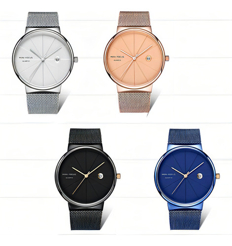 Mini Focus Hombres Relojes De Cuarzo Ultradelgados Simples Color De La Correa Rose