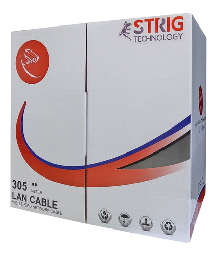 Cable Utp Strig Cat 6 Bobina 305mts 70% Cobre 70-30 Red Cctv