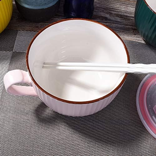 Tazón De Microondas Para Fideos, Pasta Y Sopa Con Tapa Y Asa