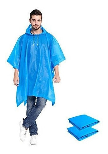 Poncho De Lluvia 2 Paquetes Para Adultos Con Capucha, Cordon