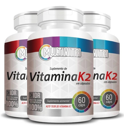 Kit 3x Vitamina K2 (menaquinona-7) 60 Cápsulas - Multivita
