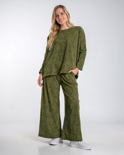 Remera Manga Larga Corderoy Oversize Felizfem Verde Musgo Unico