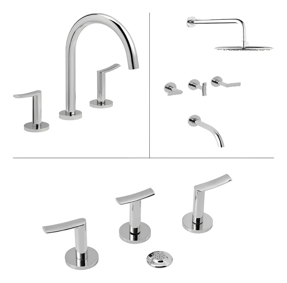 Set Piazza Mind Griferia Lavatorio Y Bidet + Ducha D Embutir