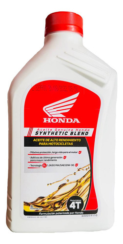 Aceite Genuino Honda 10w30 Semisintético 