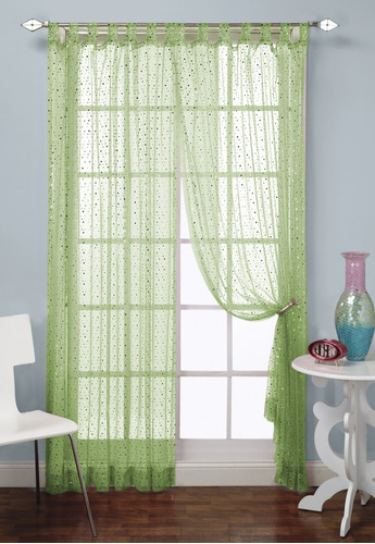 Groovy50x84 Single Tab Lime Sequin Sheer Curtain Panel