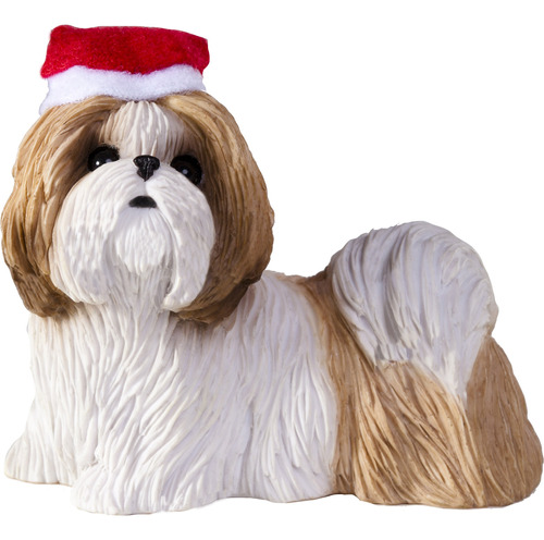 Sandicast Shih Tzu Con Gorro De Papa Noel De Navidad Ornamen