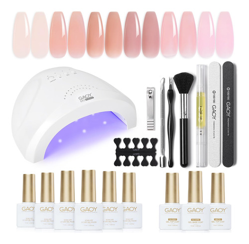 Gaoy Kit De Esmalte De Uñas De Gel Con Luz Uv, Juego De 6 .