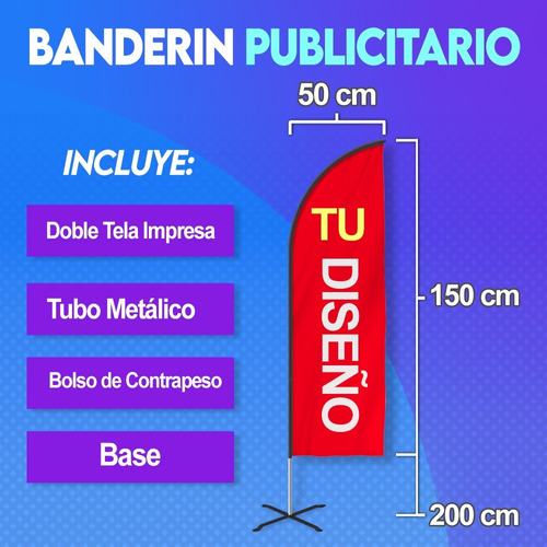 Banderines Banderola Publicitaria Tubo:2m.tela 0,50 X 1,5 M 