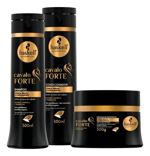 comprar Kit Haskell Cavalo Forte 300ml Shampoo Condicionador Máscara