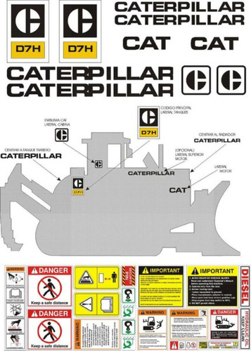 Kit De Calcomanías Para Caterpillar D7h Std