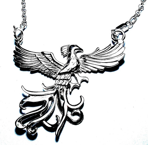 Collar Ave Fenix En Plata 925 Símbolo De La Esperanza