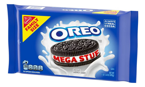 Oreo Mega Stuf Galletas Sándwich Tamaño Familiar 17.6 Oz