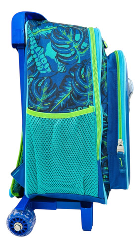 Mochila Rueditas Carrito Dinosaurios Jurassic T-rex Primaria Azul Dinosaurios