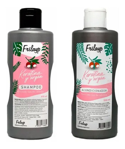 Shampoo + Acondicionador - Keratina Y Argan Frilayp 950ml