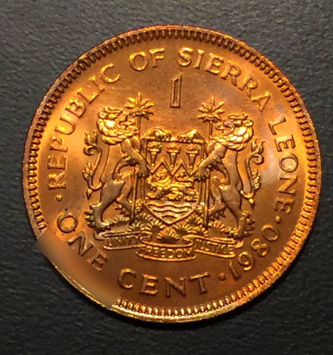 Sie003 Moneda Sierra Leona 1 Cent 1980 Unc-bu Ayff