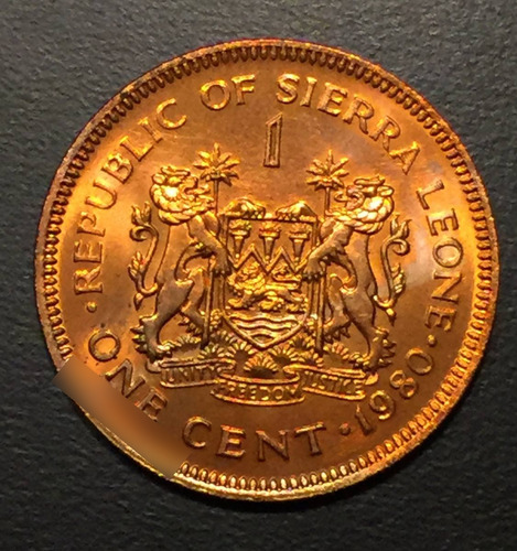 Sie003 Moneda Sierra Leona 1 Cent 1980 Unc-bu Ayff (Usado)