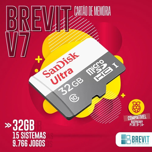 Cartão Brevit V7 32gb P/ Rasp B, B+ E A+