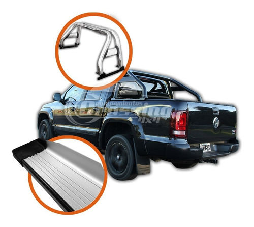 Jaula Barra Antivuelco Amarok Cromada +estribos Con Soportes