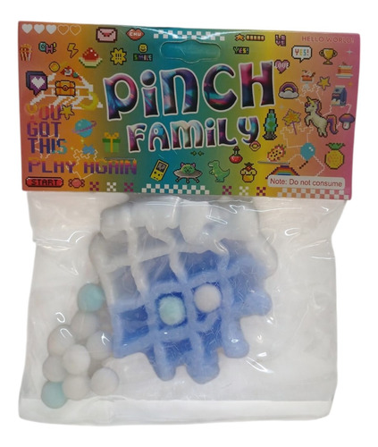 Squishy Pinch Family Waffles Con Pelos Antiestrés Toyz Azul Acero