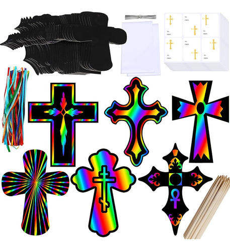 Winlyn 72 Sets 6 Estilos Magic Color Scratch Cross Ornamento