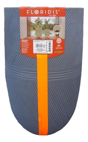 Maceta Plastica Floridis Rotomoldeada 27 X 58 Cm Con Plato Grafito Argos 27 X 58