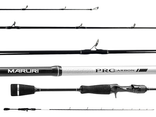 Vara De Pesca Carretilha Maruri Prc-c17-561m Preta E Prata - 1.68m X 140g - Moderada Com Resistência De 17lbs Para Isca De 15g