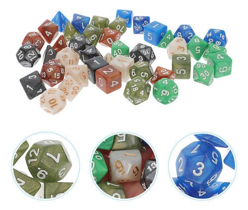 6 Juegos De Dados De Poliedro Acrílico Creativos Para Juegos