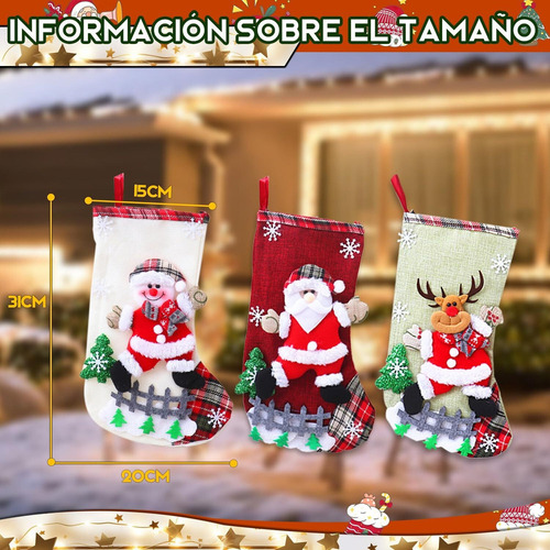 Bx B- 3 Pares Grandes Medias De Botas Navideñas Decorativas