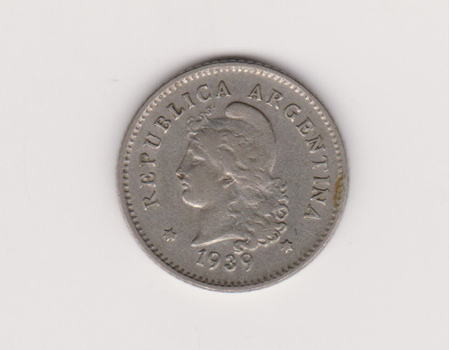 Moneda Argentina 10 Ctvs 1939 Janson 126 Muy Bueno +