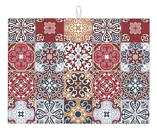 Mat De Secado De Plato Bohemio Retro 18x24 Pulgadas Matfibra
