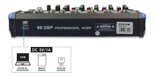Mezcladora Bluetooth 8 Canales Steelpro Mix-80fx