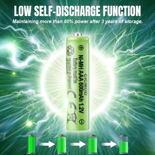 Pilas Aaa Recargables 12 V Ni Mh 600 Mah Triple A Batería