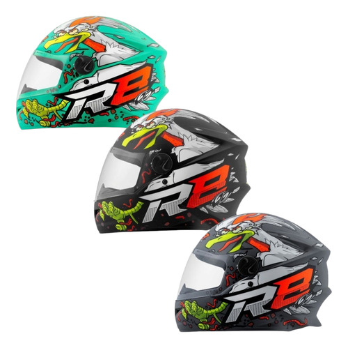 Casco Protork Íntegro Rocket Chicken Original Brasil Stunt Gris Oscuro Gallina M