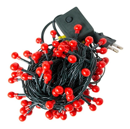 Pisca 100 Led 127v Vermelho 8 Funções 8m Cerejinha Bolinha 110v