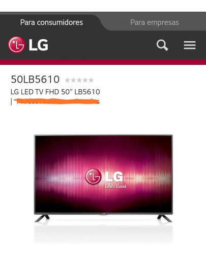Imagen 1 de 6 de Tv Led LG De 50 Pulgadas  Modelo: 50lb5610