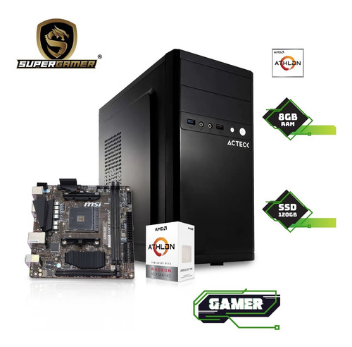 Imagen 2 de 8 de Pc Supergamer Basic Amd Athlon 320ge 8gb 120gb 19 Sg-038