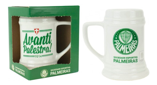 Caneca De Porcelana Branca Time Palmeiras 500 Ml