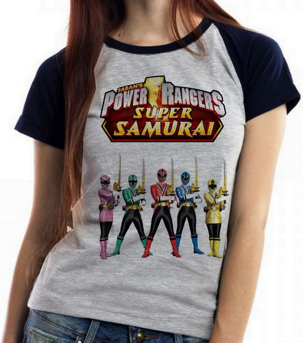 Blusa Baby Look Power Rangers Super Samurai Herois Poderosos