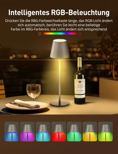 Lámpara De Mesa Led Inalámbrica Rgb 7 Colores Recargable Ip5 Color De La Estructura Color De La Pantalla
