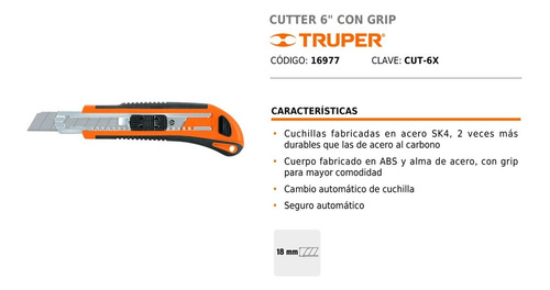 Imagen 4 de 10 de Cutter Cuchilla Truper Cortante 6 Pulgadas Acero Grip 16977