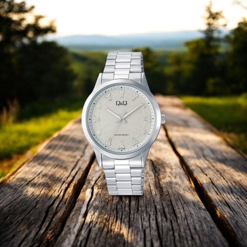 Reloj Q&q C10a-058py Men´s-acero Plateado Acero Blanco