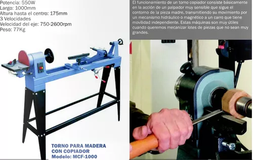 Torno para madera con copiador MCF-1000 1000MM Lusqtoff