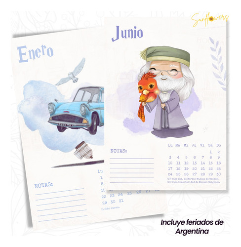 Calendario Imprimible Harry Potter 2024 Pdf