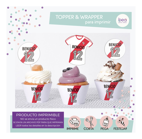 Kit Imprimible Topper Y Wrapper Cupcake River Futbol