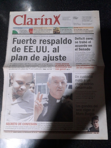 Tapa Diario Clarín 26 7 2001 Corralito Towle Burgos Déficit 