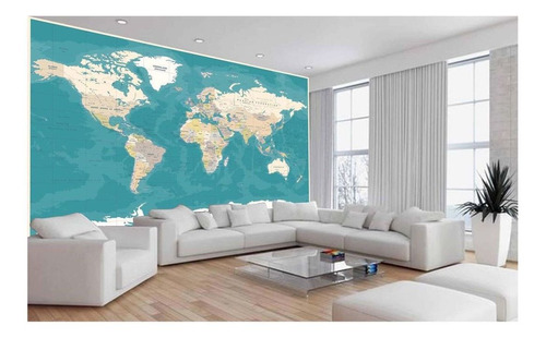 Papel De Parede Mapa Do Mundo 6,5m² Nmu18