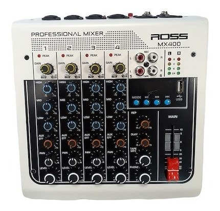 Mixer Ross Pam X400 Profesional 4 Canales  Bluetooth Usb